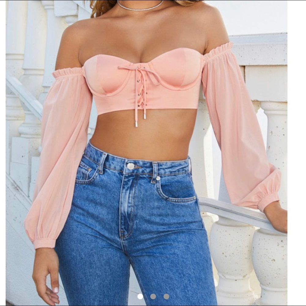 Oh Polly Dazed By You Crop Top - Peach